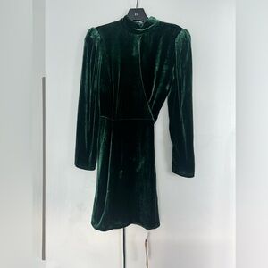 Reformation NWT Elegant Dark Green Velvet Dress